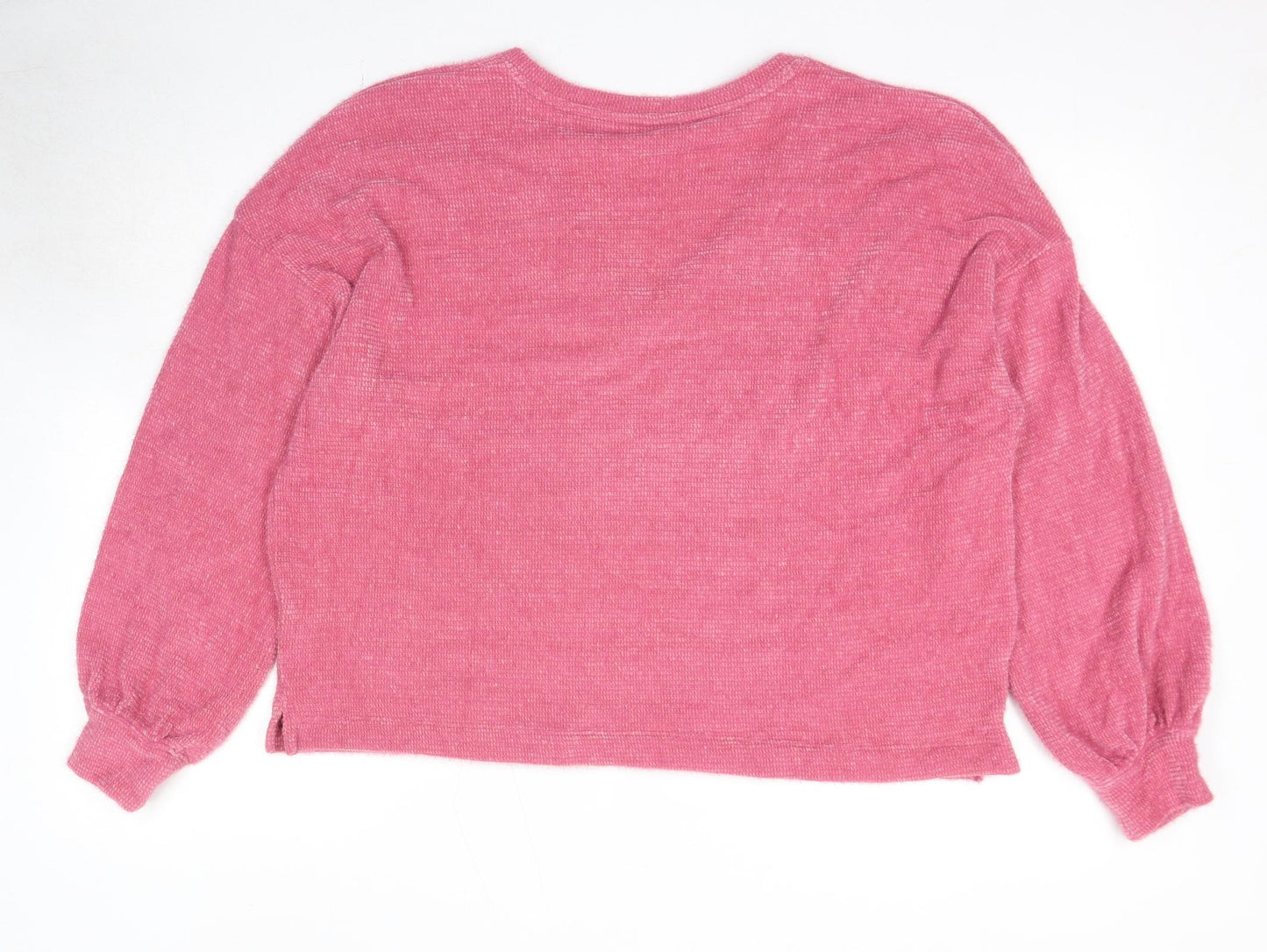 Marks and Spencer Womens Pink V-Neck Polyester Pullover Jumper Size L