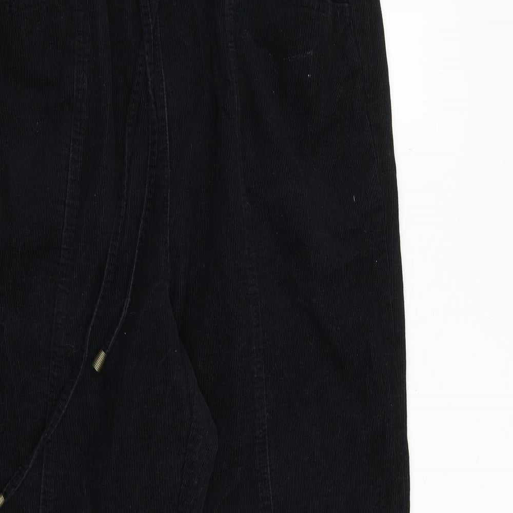 EWM Womens Black Cotton Jogger Trousers Size 12 Regular Tie