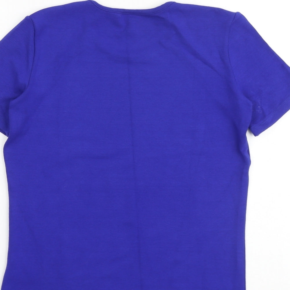 Marks and Spencer Womens Black Viscose Basic T-Shirt Size 8 Round Neck