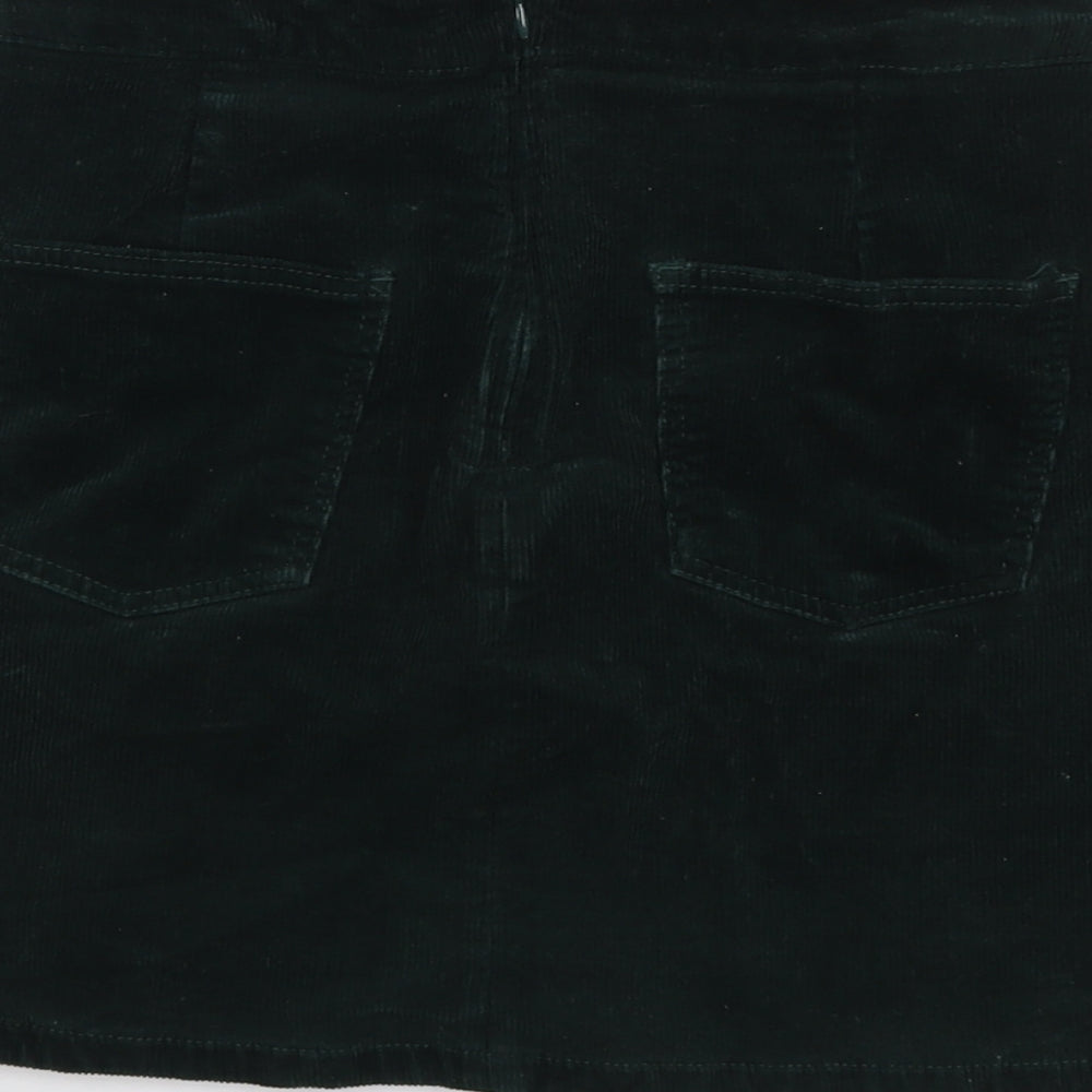 Dorothy Perkins Womens Green Cotton A-Line Skirt Size 10 Zip
