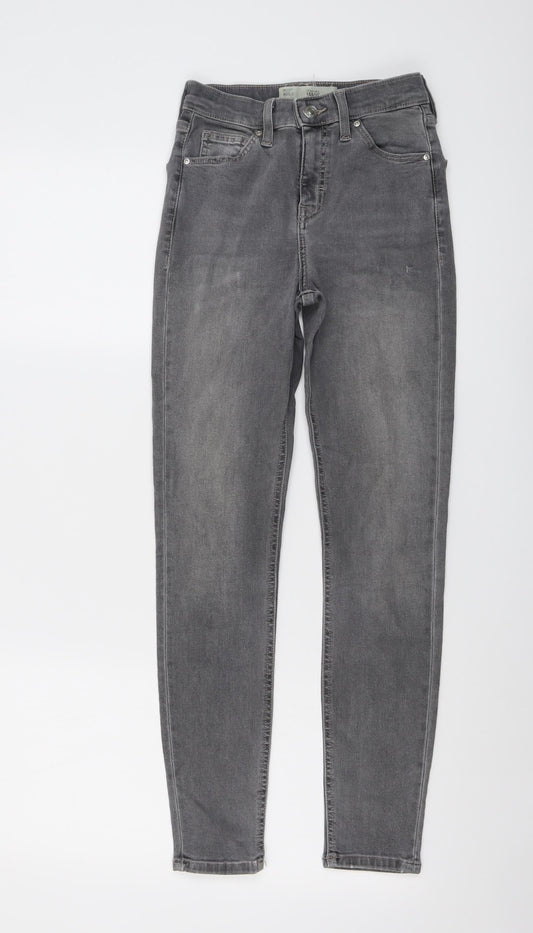 Topshop Womens Grey Cotton Skinny Jeans Size 25 in L27 in Regular Button