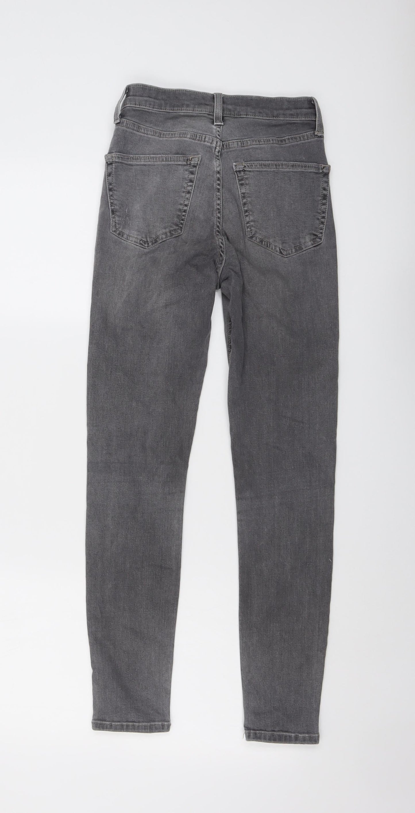 Topshop Womens Grey Cotton Skinny Jeans Size 25 in L27 in Regular Button
