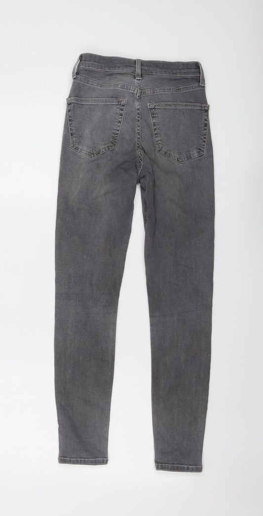 Topshop Womens Grey Cotton Skinny Jeans Size 25 in L27 in Regular Button