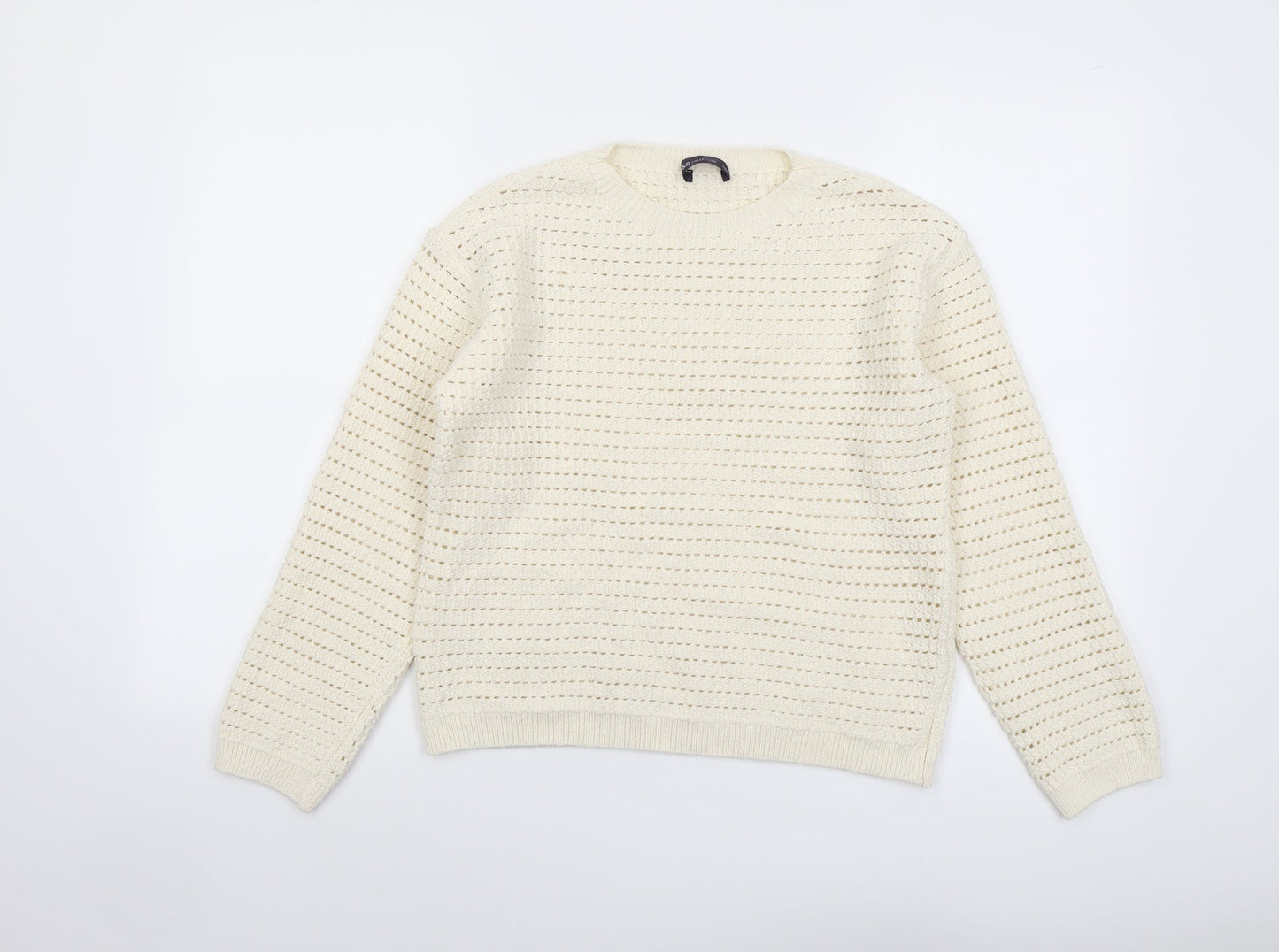 Marks and Spencer Womens Ivory Round Neck Acrylic Pullover Jumper Size S