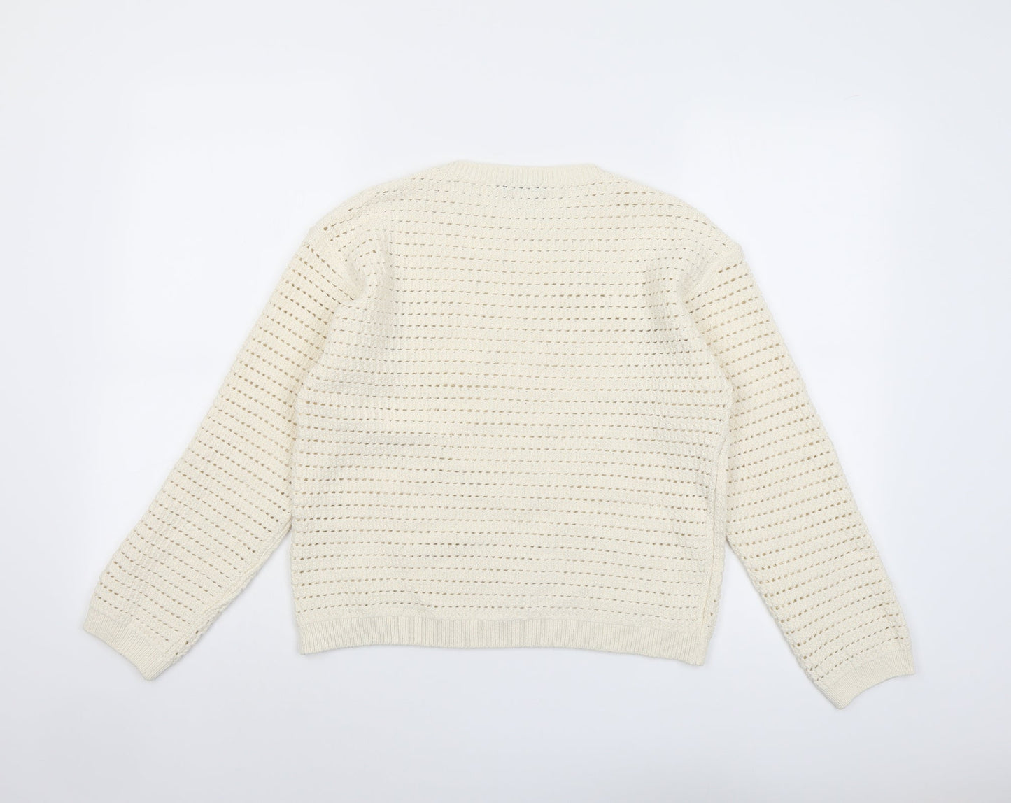 Marks and Spencer Womens Ivory Round Neck Acrylic Pullover Jumper Size S