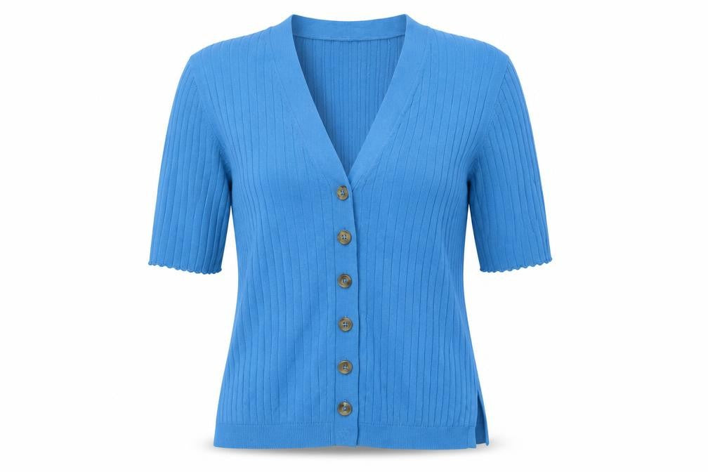 Marks and Spencer Womens Blue V-Neck Acrylic Cardigan Jumper Size XS