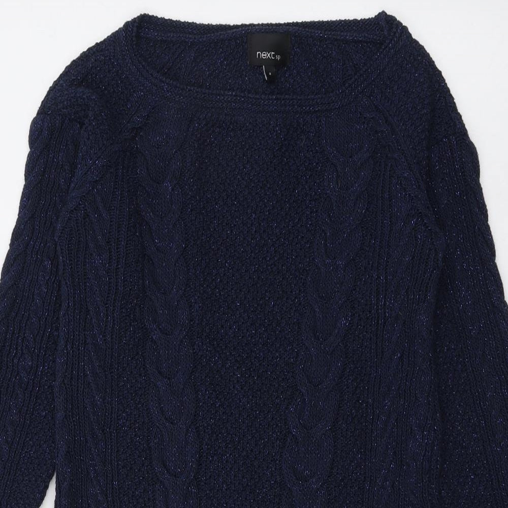 NEXT Womens Blue Boat Neck Cotton Pullover Jumper Size 8