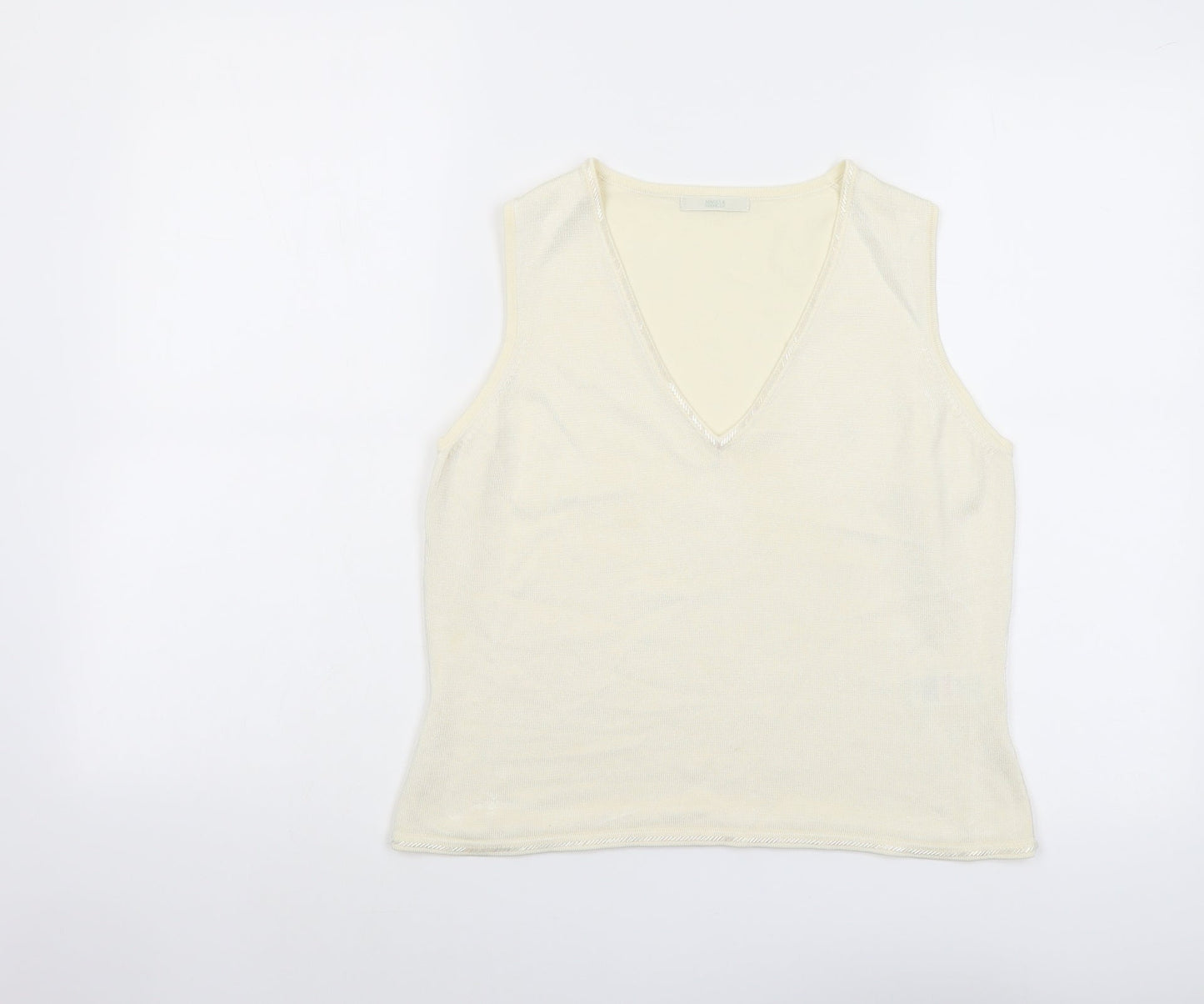 Marks and Spencer Womens Ivory Viscose Basic Tank Size 14 V-Neck