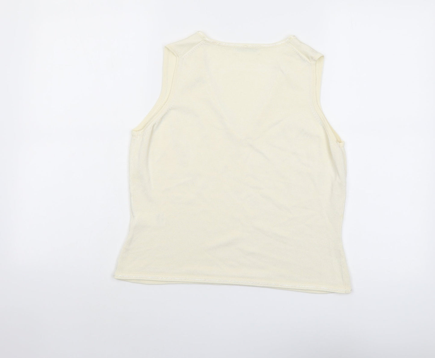 Marks and Spencer Womens Ivory Viscose Basic Tank Size 14 V-Neck