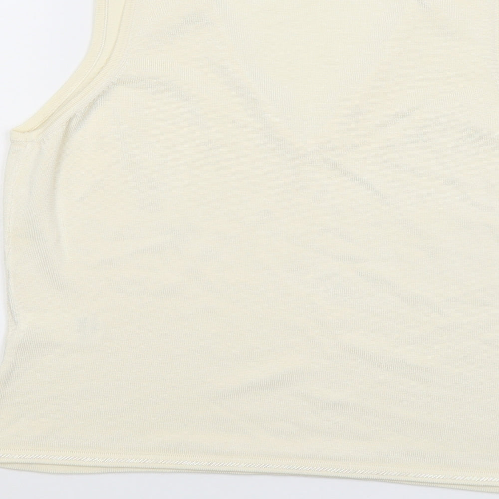 Marks and Spencer Womens Ivory Viscose Basic Tank Size 14 V-Neck