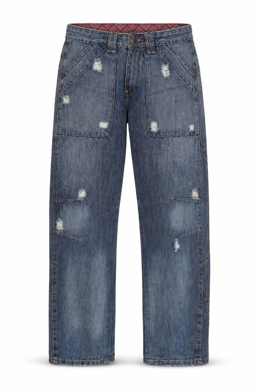 Crosshatch Mens Blue Cotton Straight Jeans Size 30 in Regular Zip