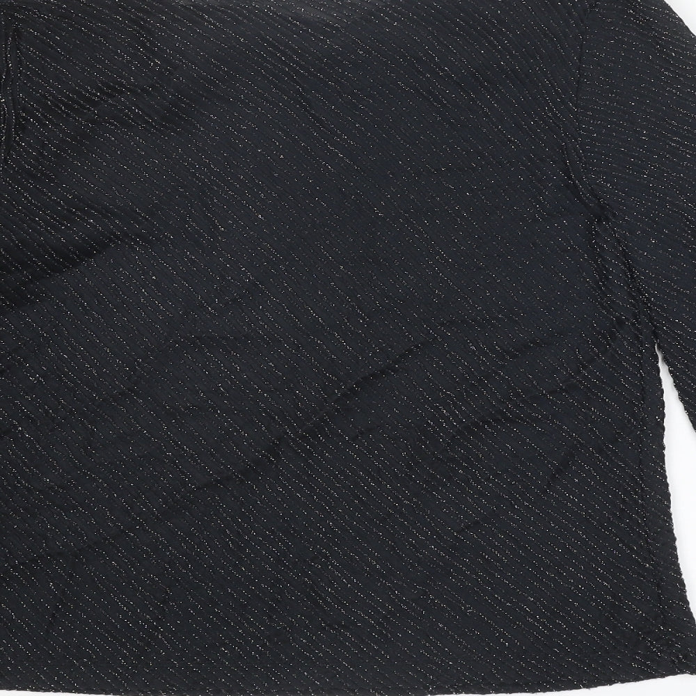 St Michael Womens Black Polyamide Basic Blouse Size 16 Boat Neck