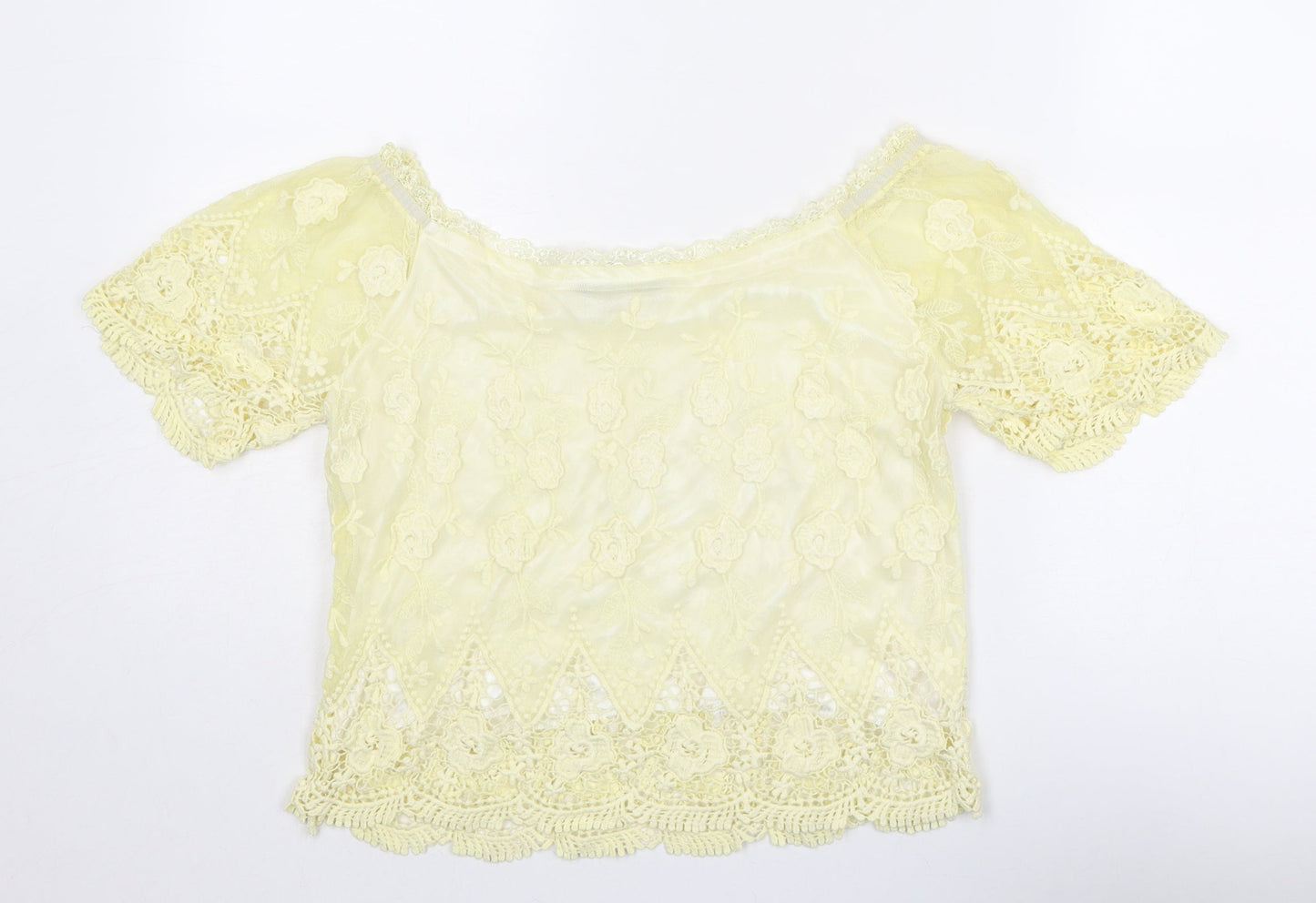 Parisian Collection Womens Yellow Polyester Basic Blouse Size S Off the Shoulder - Size S-M