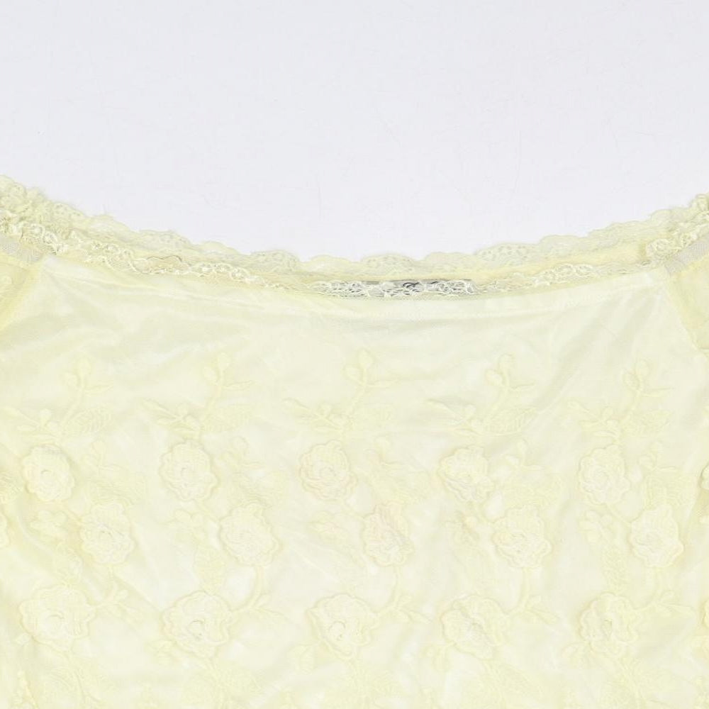 Parisian Collection Womens Yellow Polyester Basic Blouse Size S Off the Shoulder - Size S-M