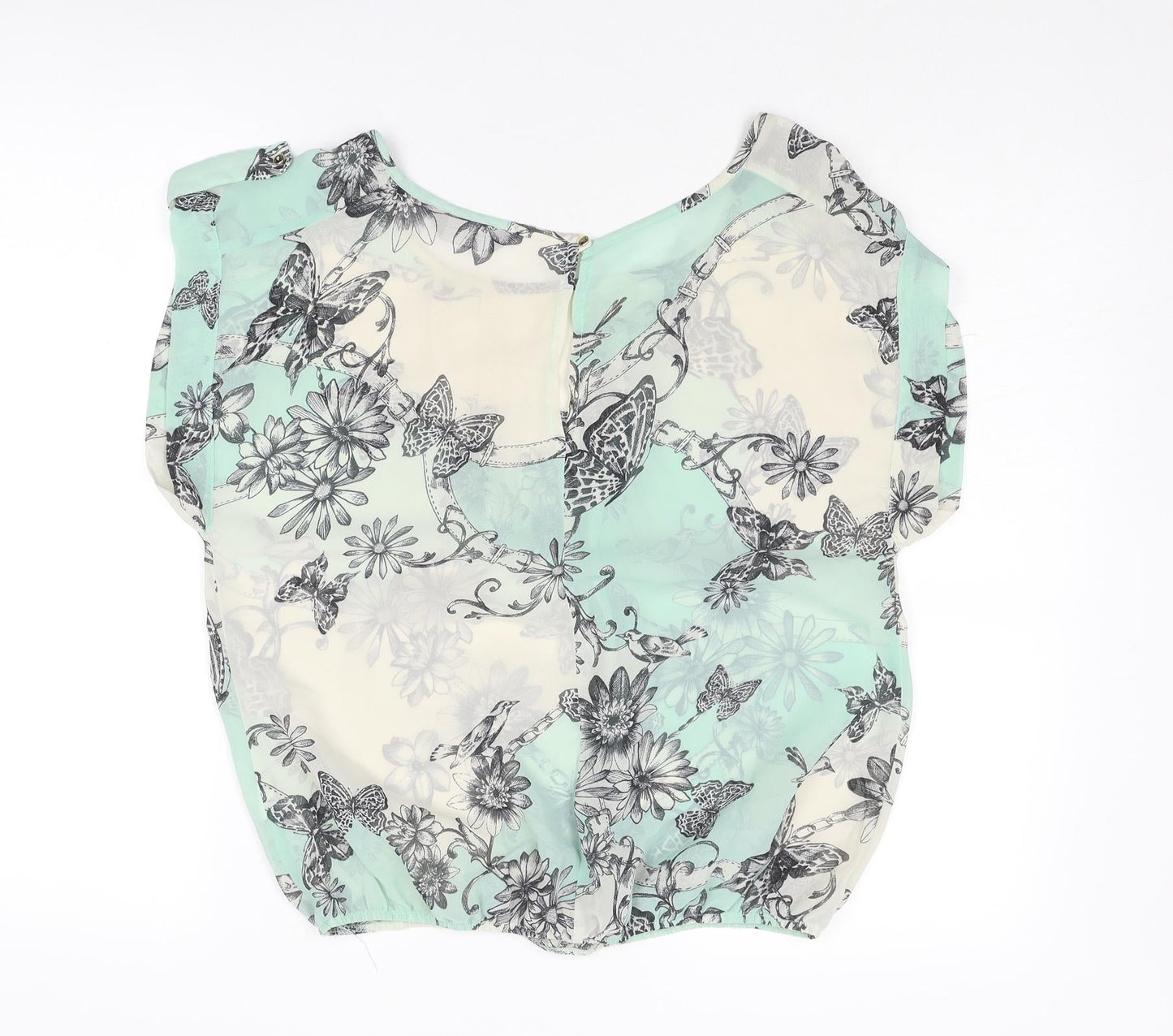 Dorothy Perkins Womens Multicoloured Floral Polyester Basic Blouse Size 8 Boat Neck