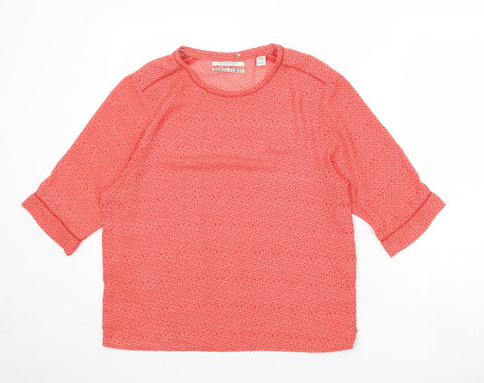 Scotch & Soda Womens Red Geometric Polyester Basic Blouse Size 6 Round Neck