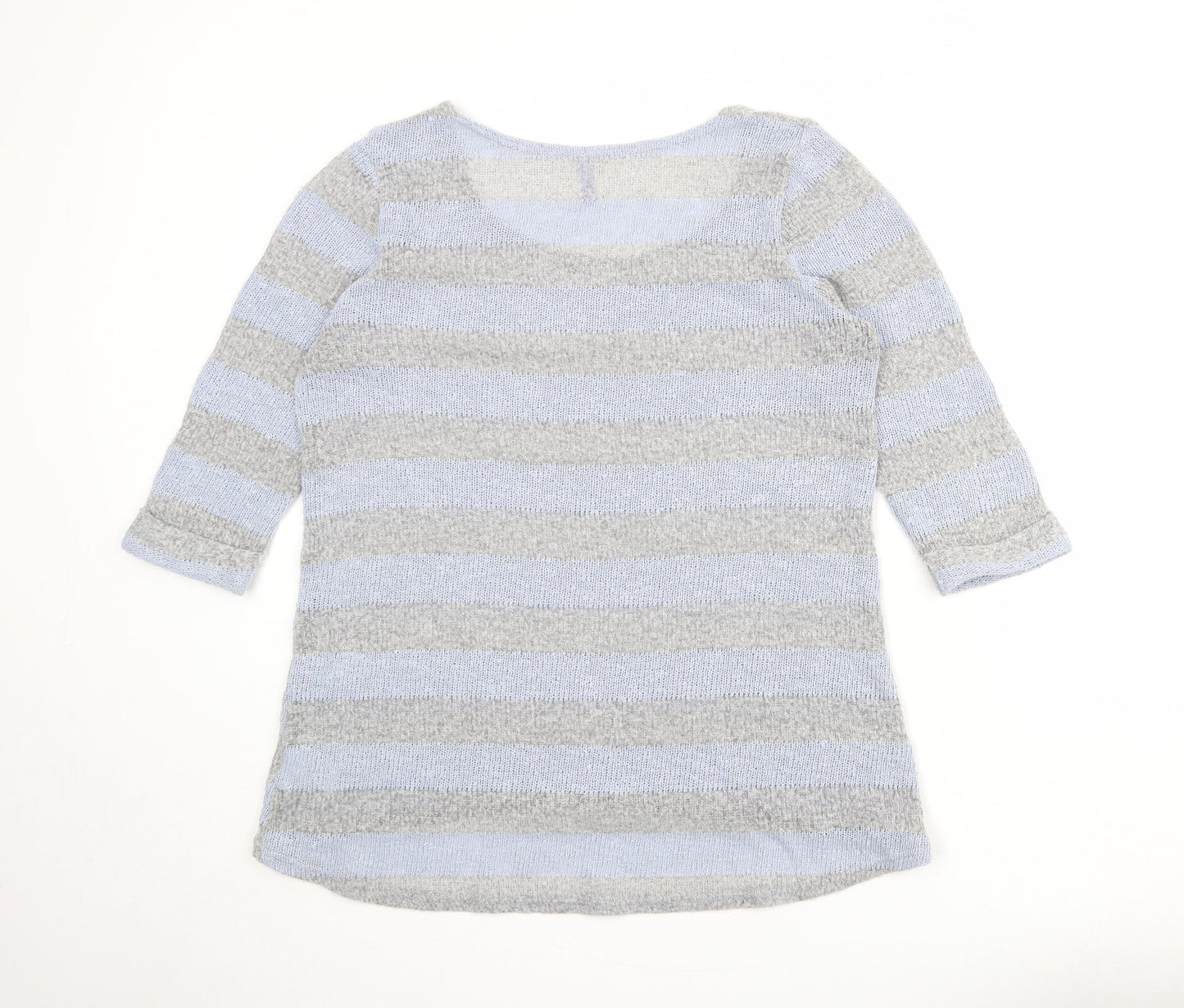 NEXT Womens Blue Round Neck Striped Polyester Pullover Jumper Size 20