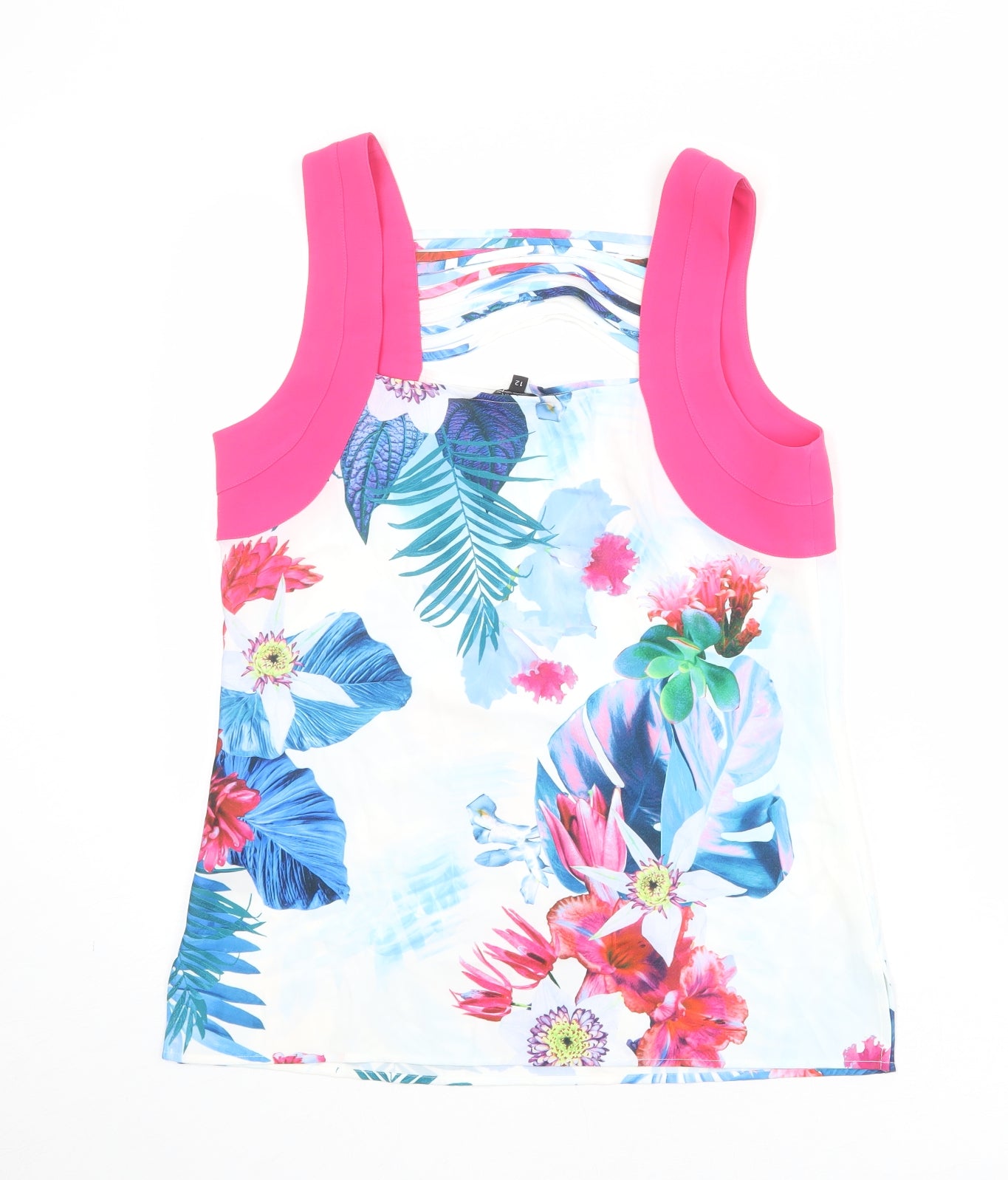 Julien Macdonald Womens Multicoloured Floral Polyester Basic Tank Size 12 Square Neck