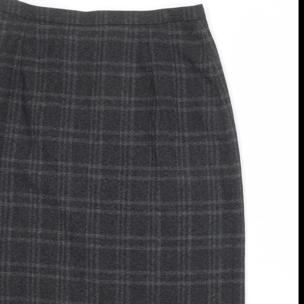 Planet Womens Grey Plaid Polyester A-Line Skirt Size 12 Zip