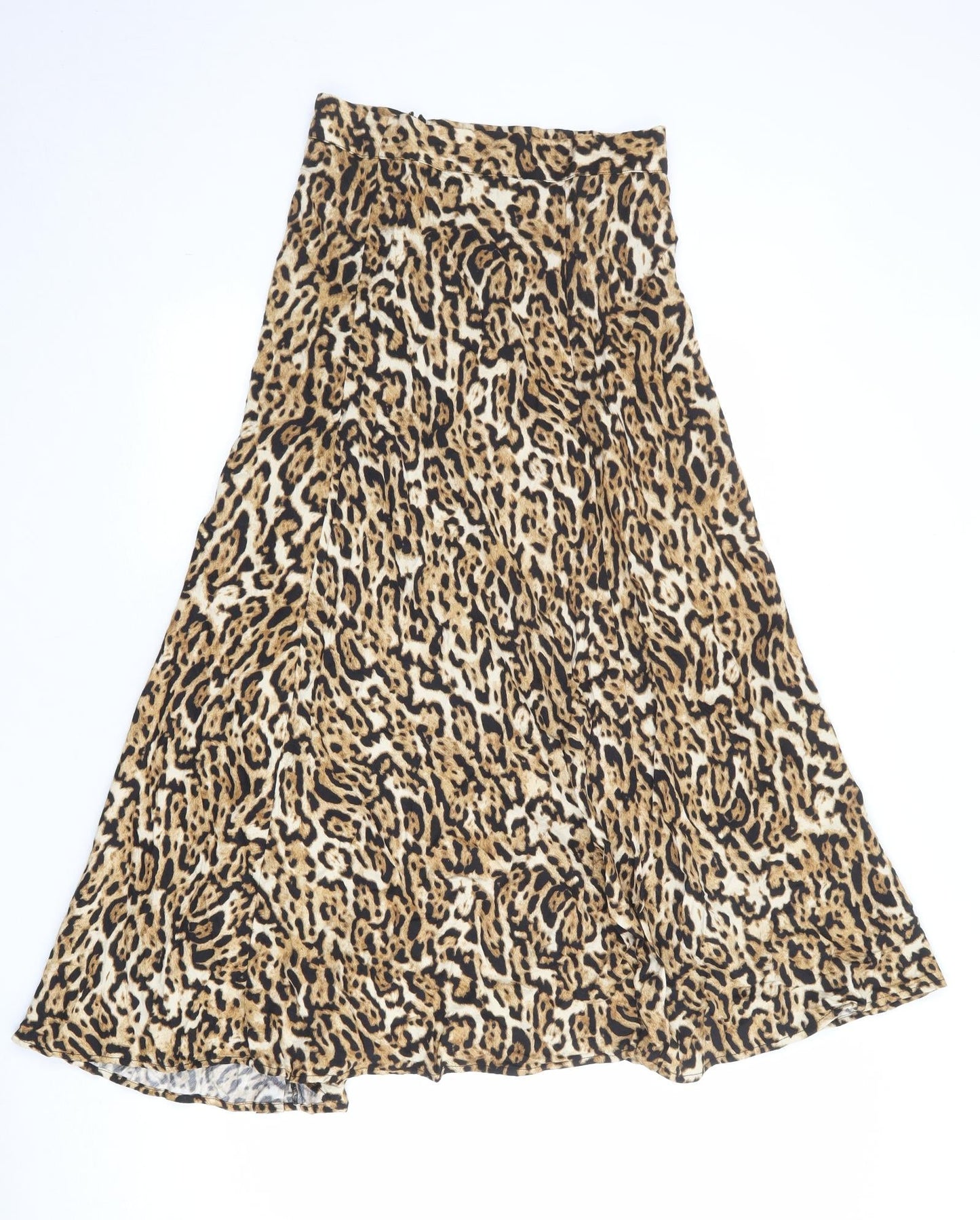 Seed Womens Multicoloured Animal Print Viscose Swing Skirt Size 8 Zip - Leopard pattern