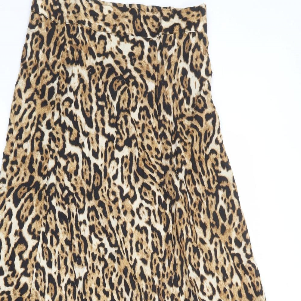 Seed Womens Multicoloured Animal Print Viscose Swing Skirt Size 8 Zip - Leopard pattern