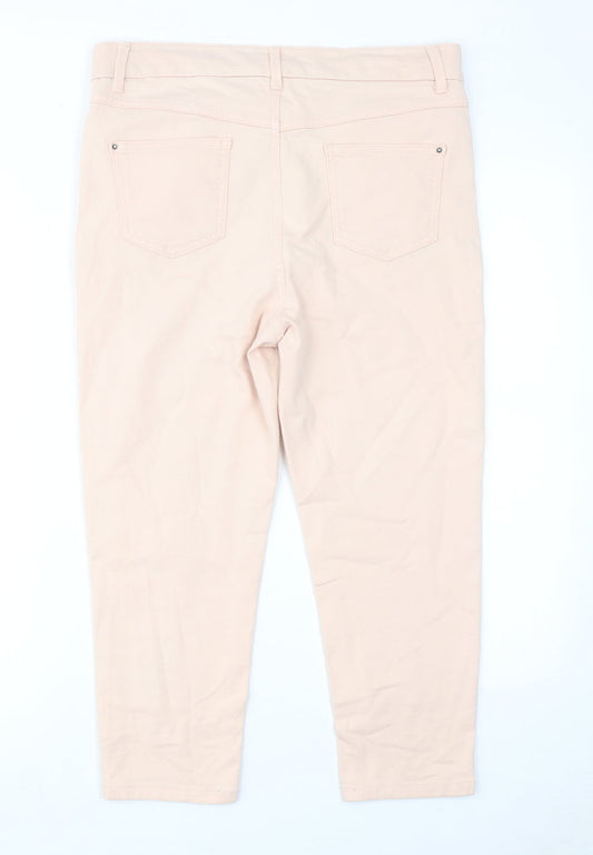 Marks and Spencer Womens Pink Cotton Tapered Jeans Size 30 in Regular Zip