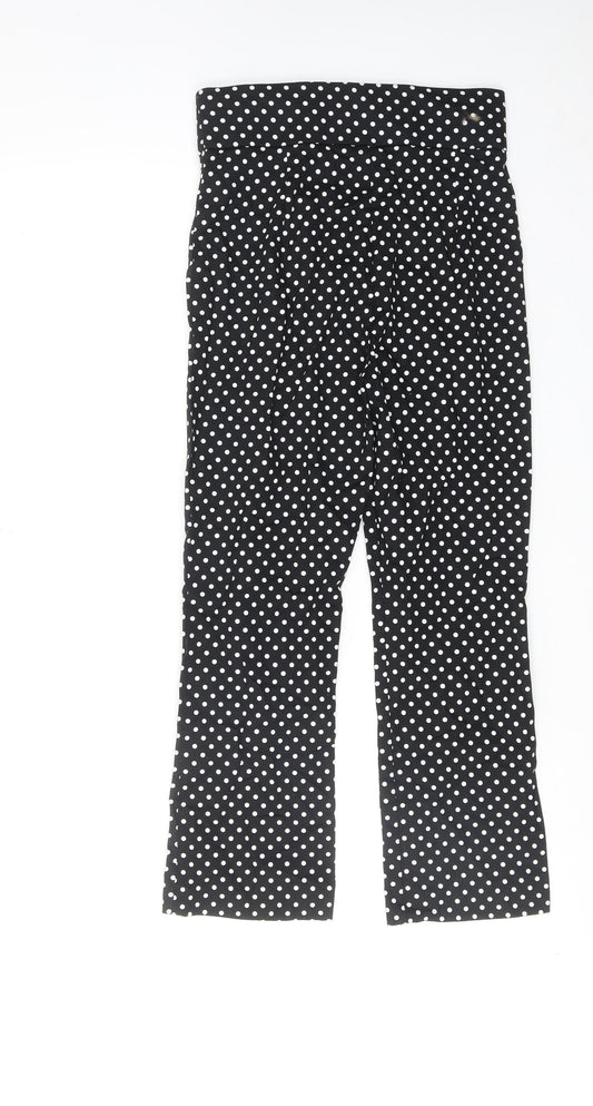 ASOS Womens Black Polka Dot Cotton Trousers Size XS Regular Hook & Eye