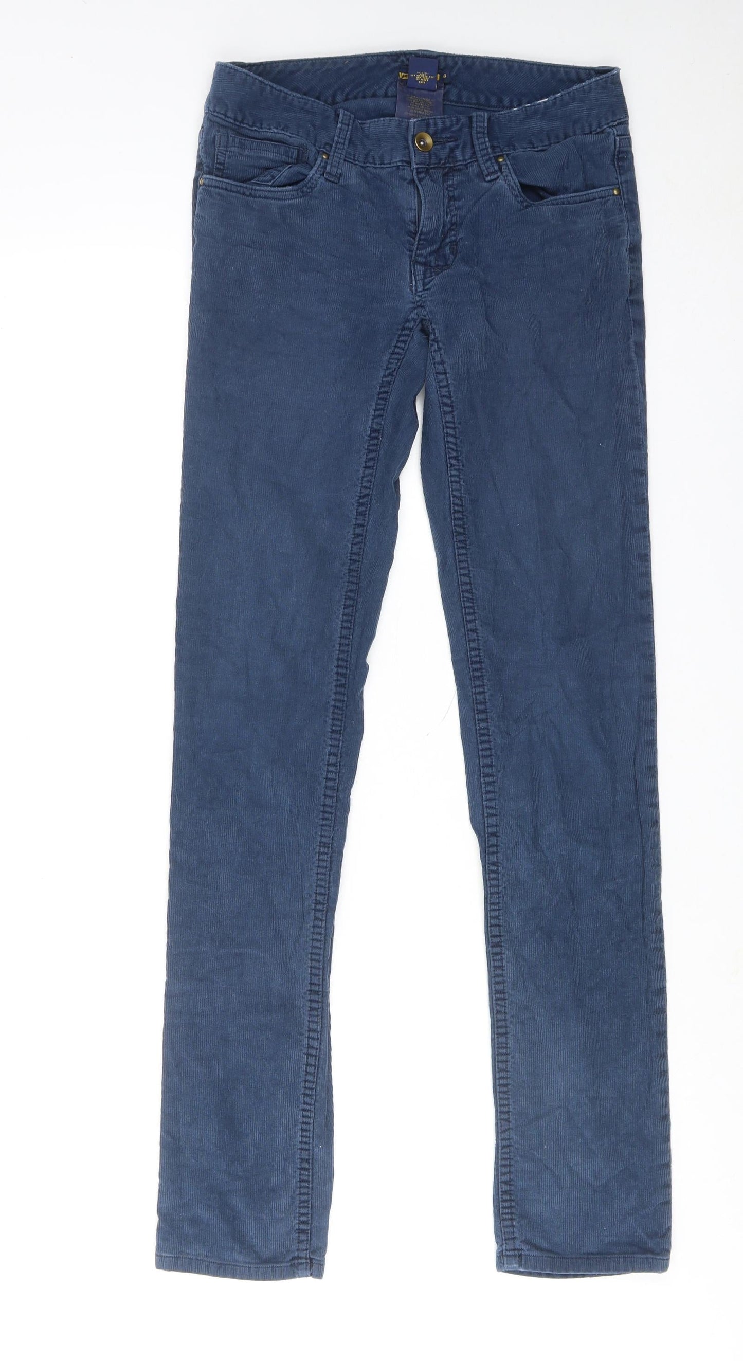 Rugby Womens Blue Cotton Trousers Size 26 in Regular Zip