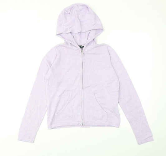 Racing Green Womens Purple Cotton Full Zip Hoodie Size 10 Zip