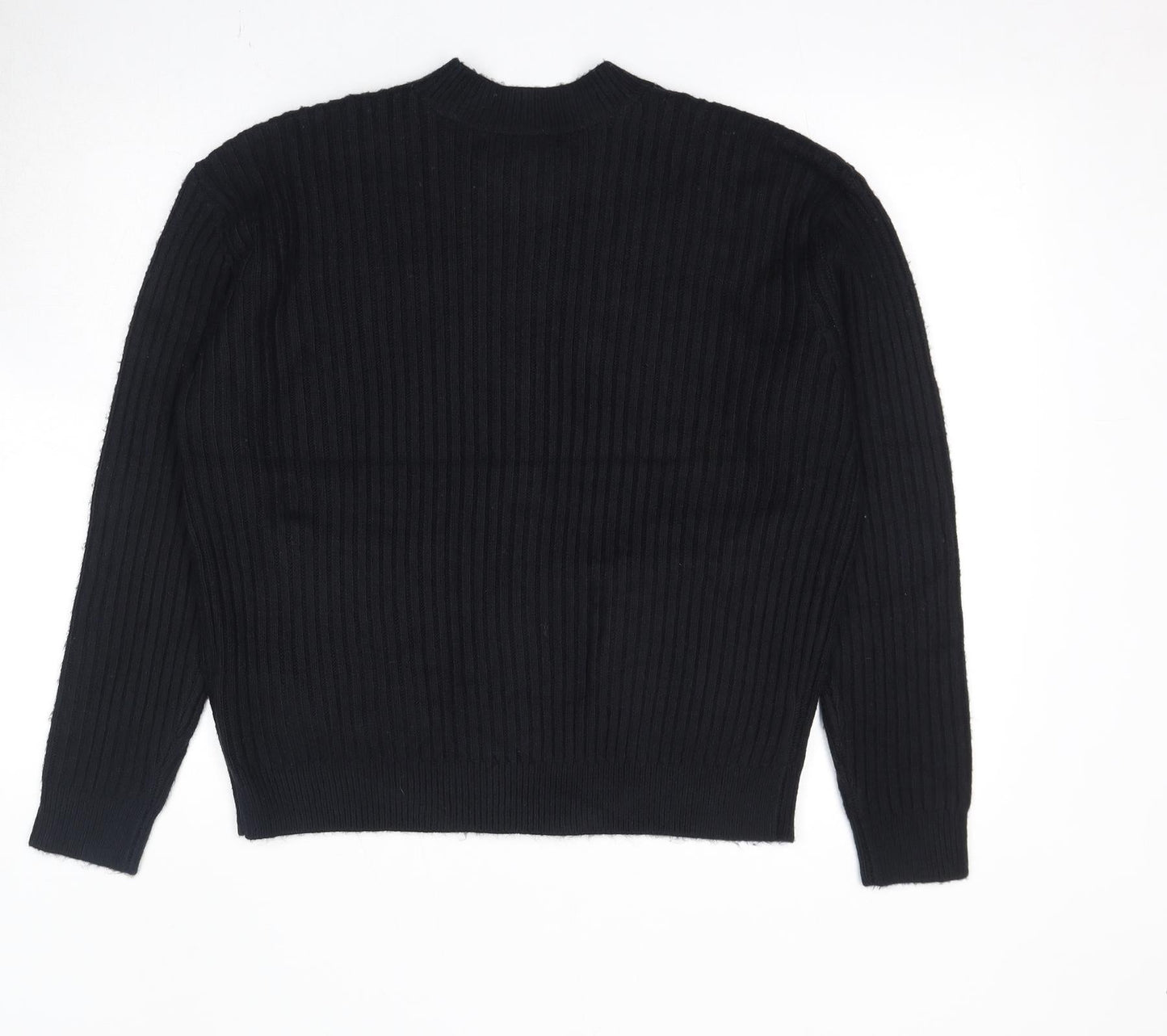 Marks and Spencer Womens Black Round Neck Polyester Full Zip Jumper Size M