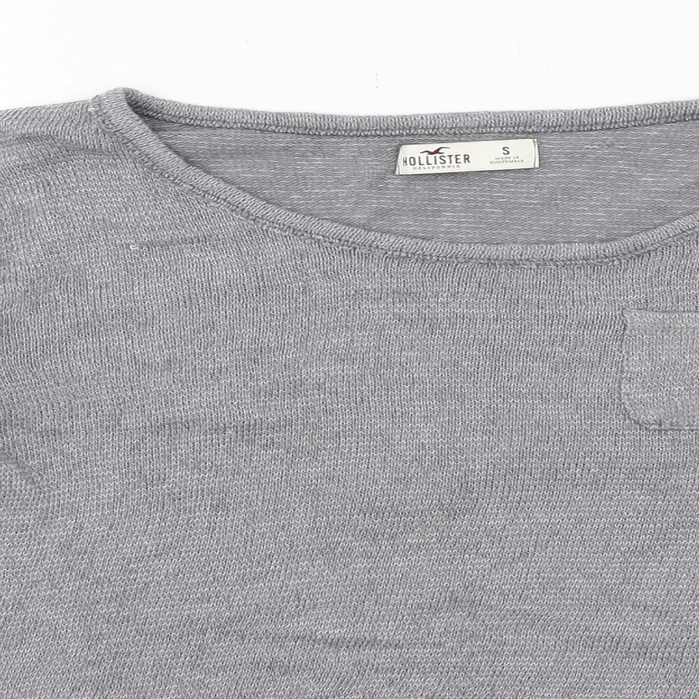 Hollister Womens Grey Boat Neck Modal Pullover Jumper Size S
