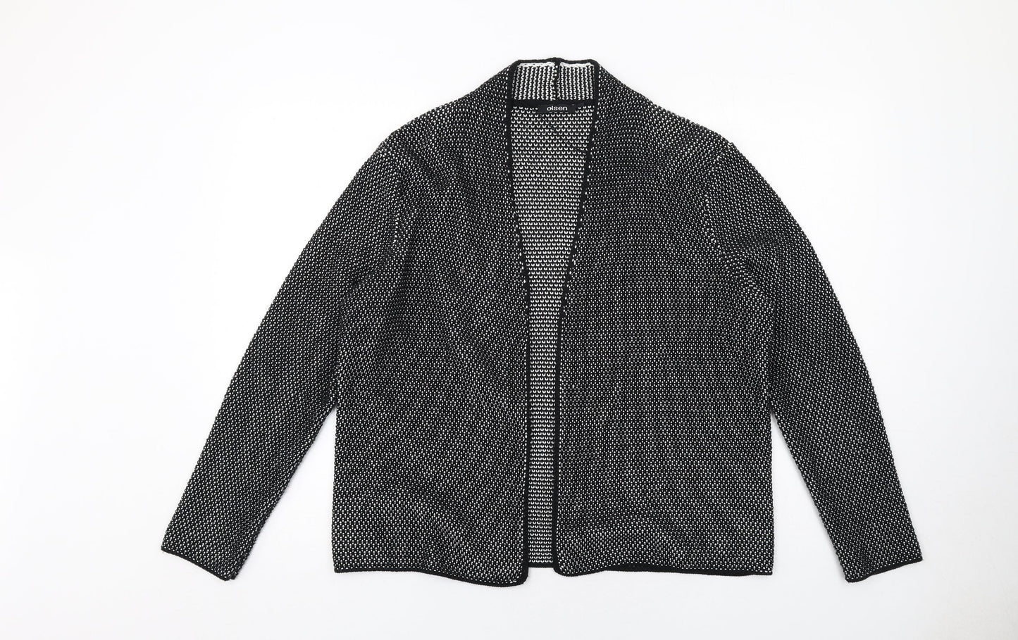 Olsen Womens Black V-Neck Cotton Cardigan Jumper Size 14