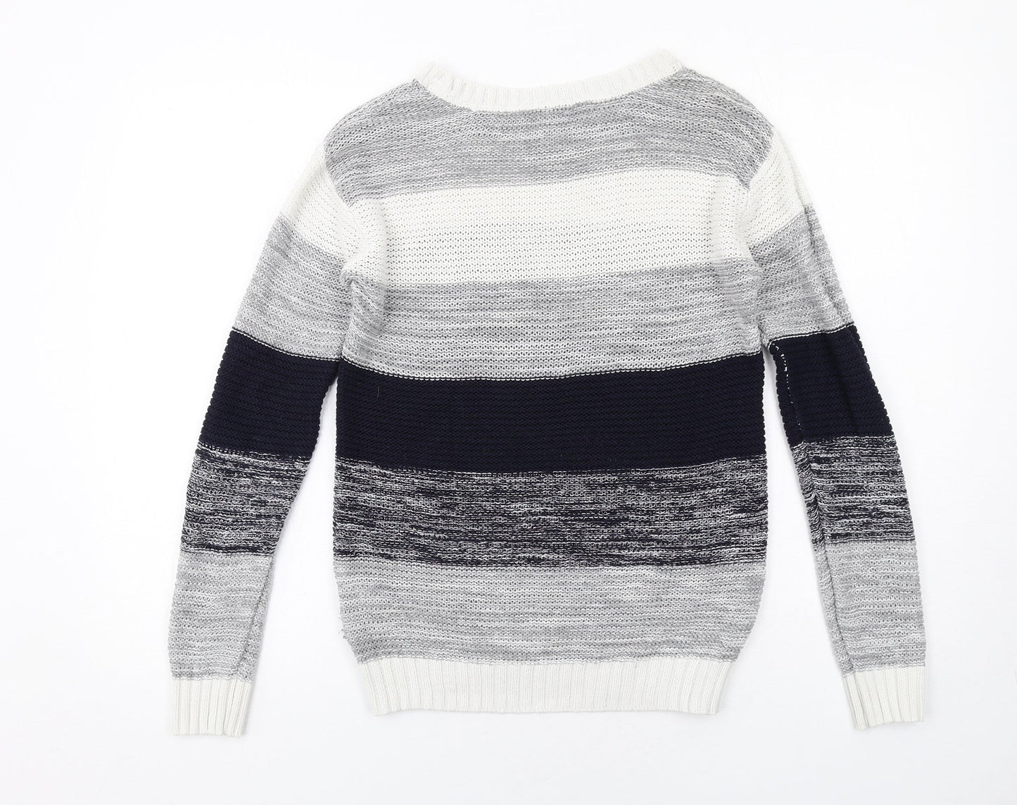 FOREVER 21 Womens Multicoloured Round Neck Striped Cotton Pullover Jumper Size S