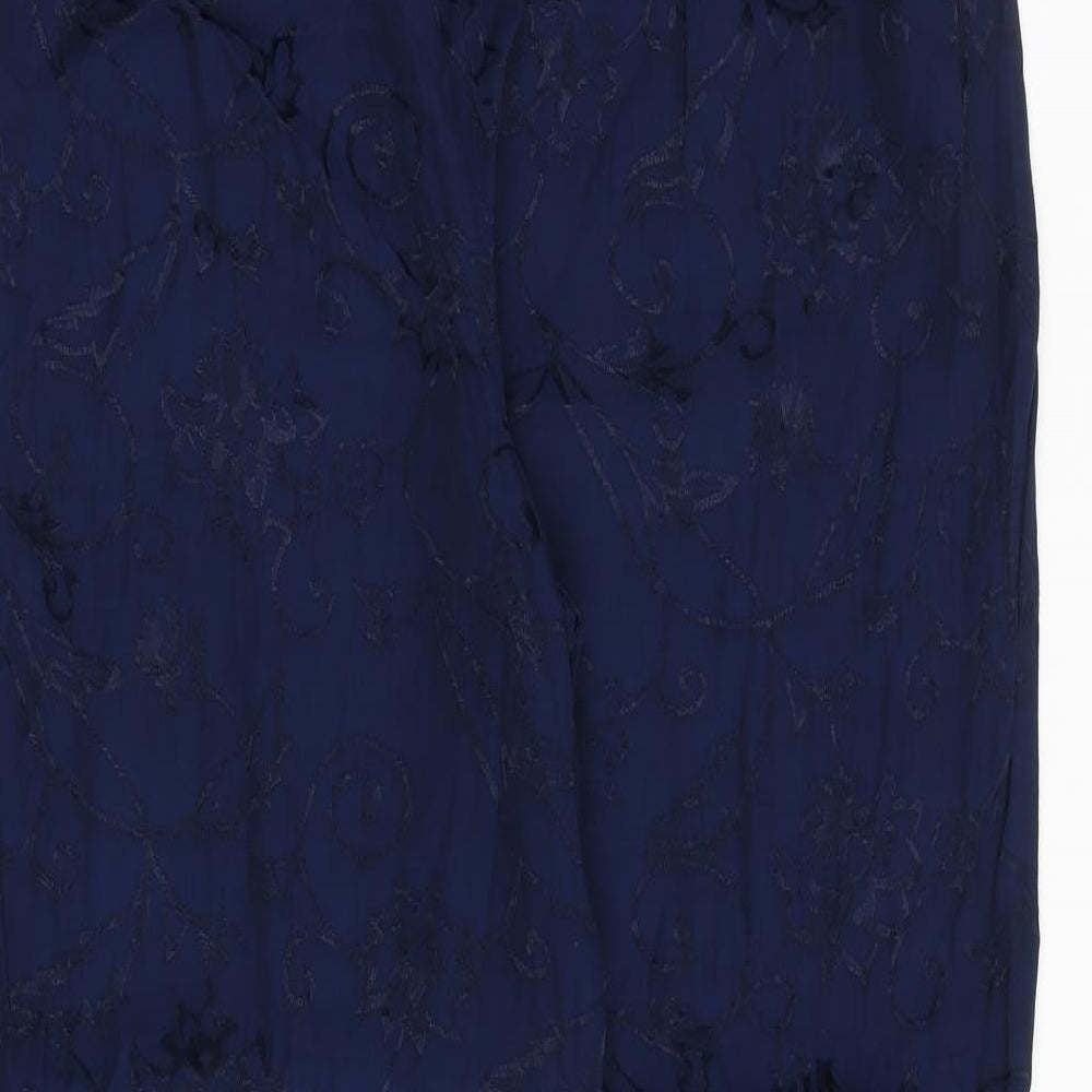Modern Classic Womens Blue Floral Viscose Trousers Size 18 Regular