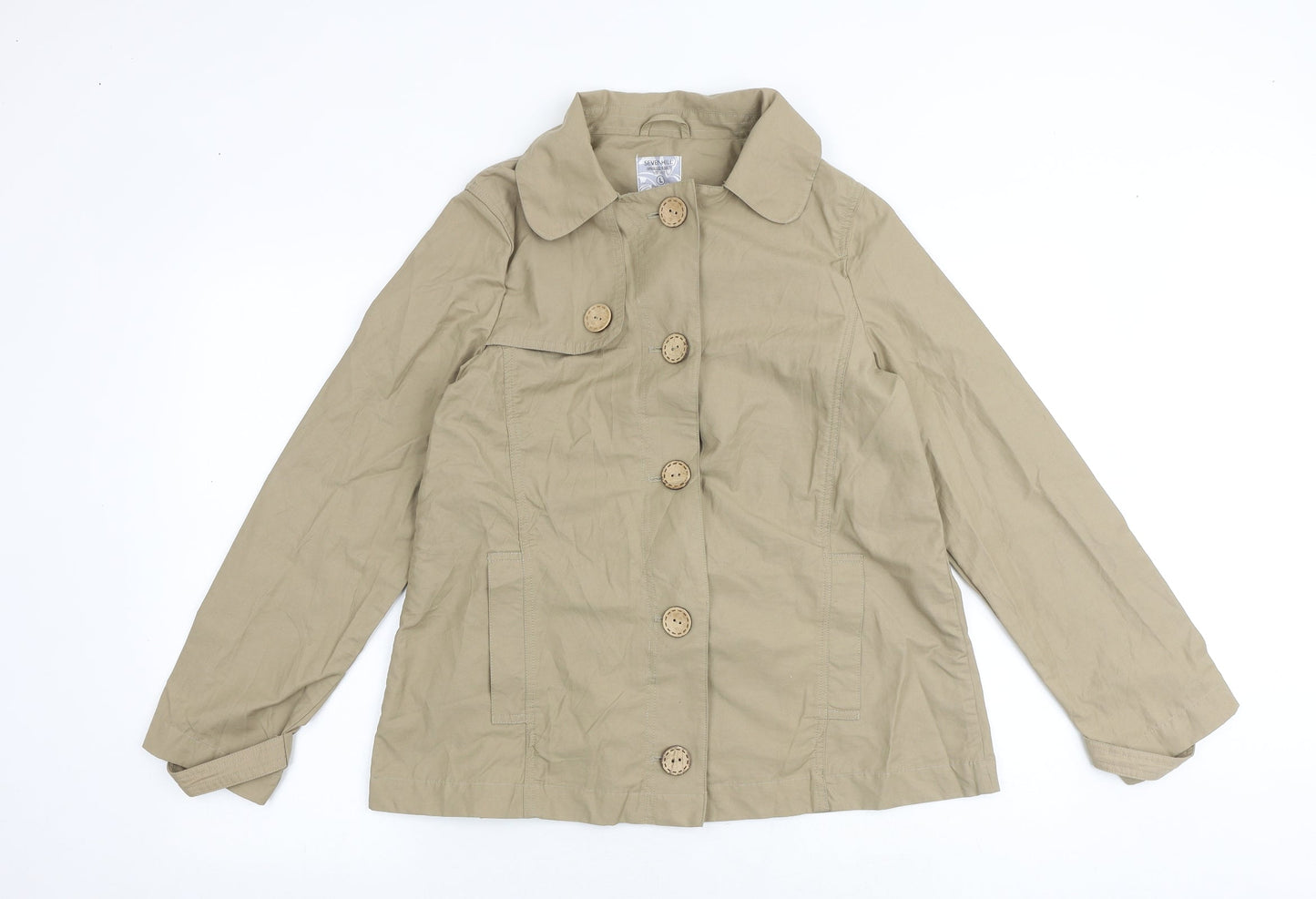 SEVENHILL Womens Beige Jacket Size L Button