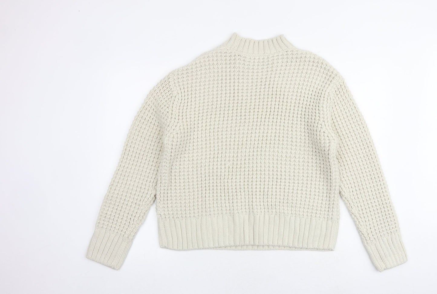 Marks and Spencer Womens Beige Round Neck Acrylic Pullover Jumper Size M