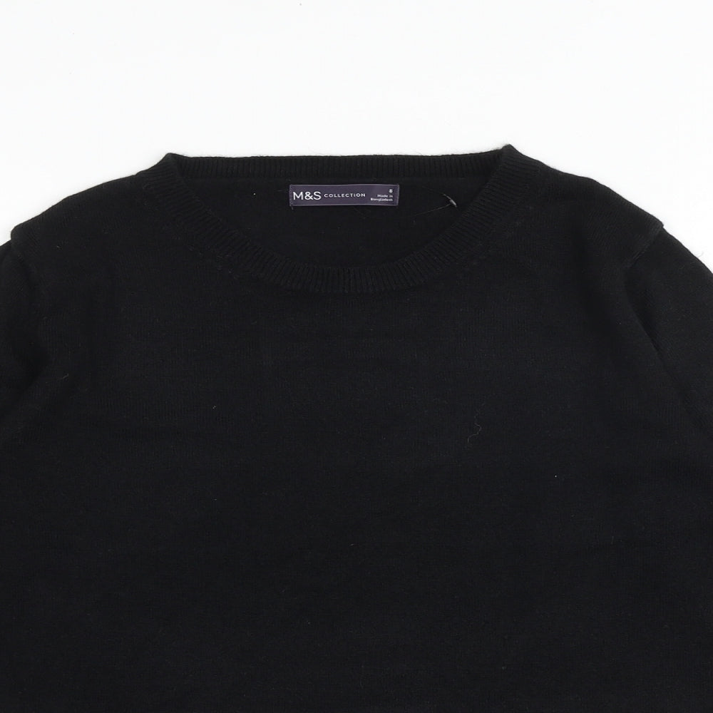 Marks and Spencer Womens Black Round Neck Acrylic Pullover Jumper Size 8 Pullover