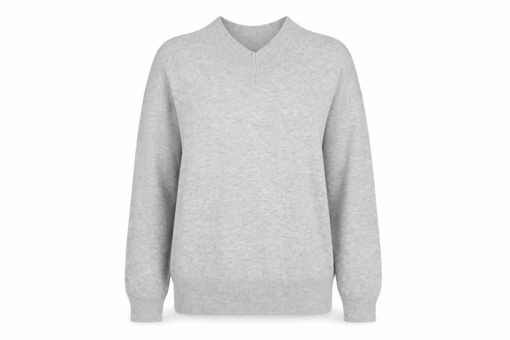 Marks and Spencer Womens Grey V-Neck Viscose Pullover Jumper Size XS