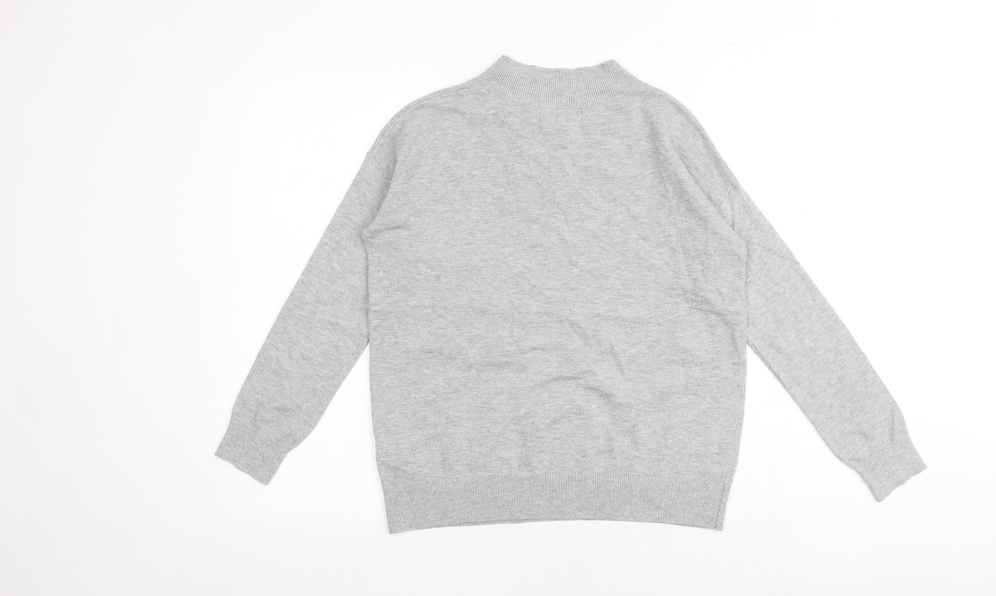 Marks and Spencer Womens Grey V-Neck Viscose Pullover Jumper Size XS