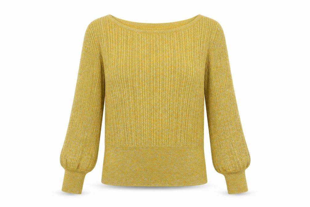 Marks and Spencer Womens Yellow Boat Neck Viscose Pullover Jumper Size M