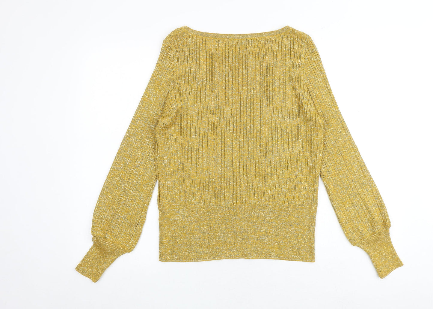 Marks and Spencer Womens Yellow Boat Neck Viscose Pullover Jumper Size M