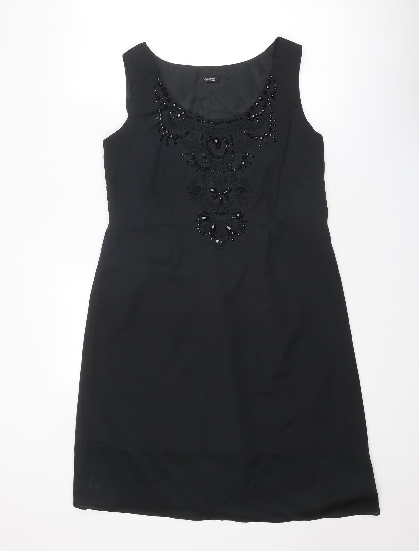 Autograph Womens Black Polyester A-Line Size 14 Round Neck Zip