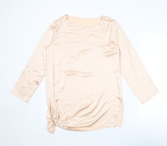 St Michael Womens Pink Polyester Basic Blouse Size 8 Boat Neck - Size 8-10