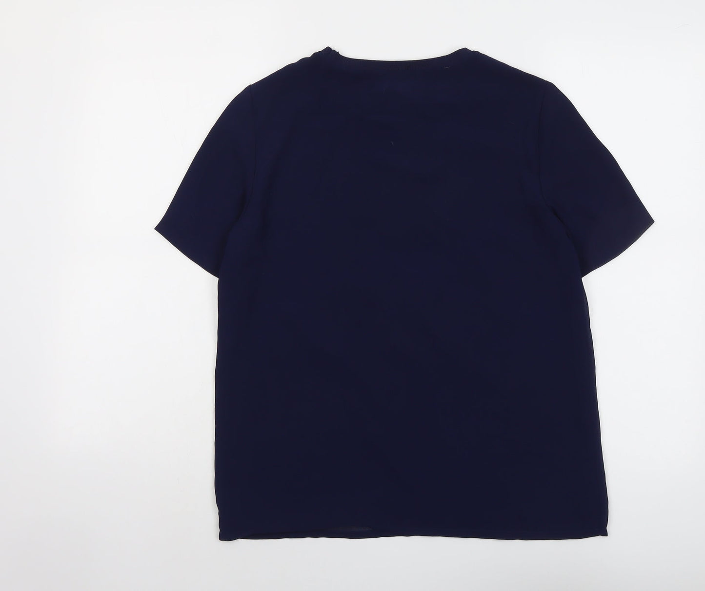 Selected Femme Womens Blue Polyester Basic T-Shirt Size 8 Round Neck