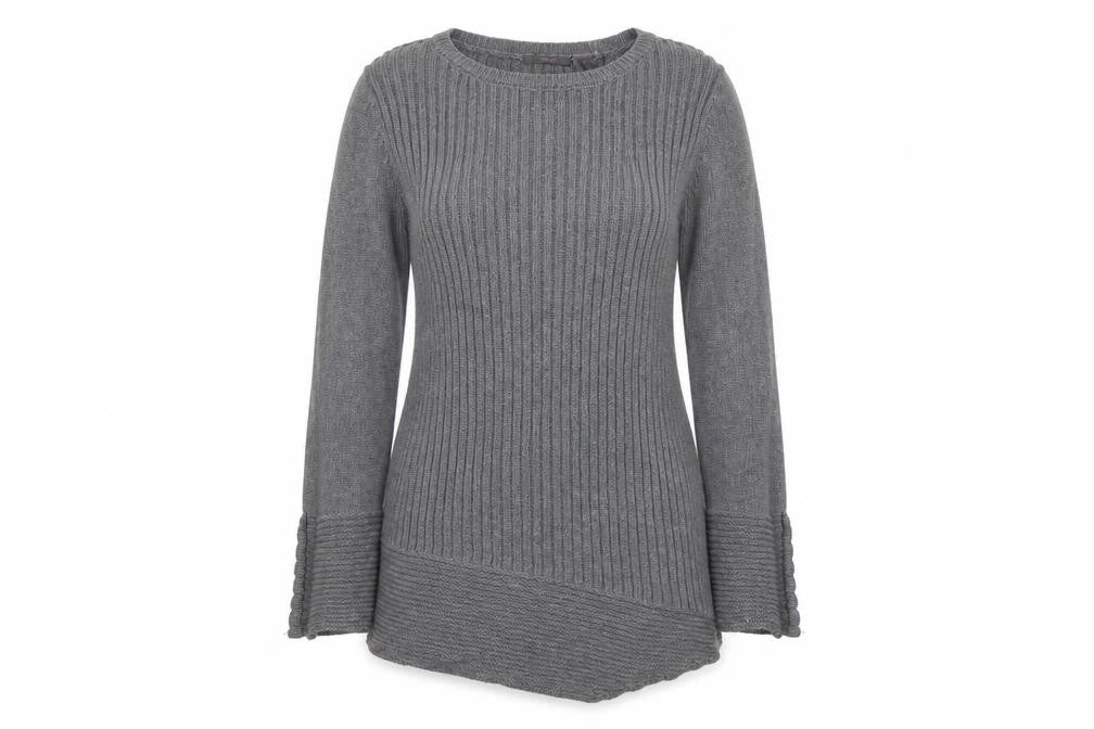 Heather B Womens Grey Round Neck Cotton Pullover Jumper Size L