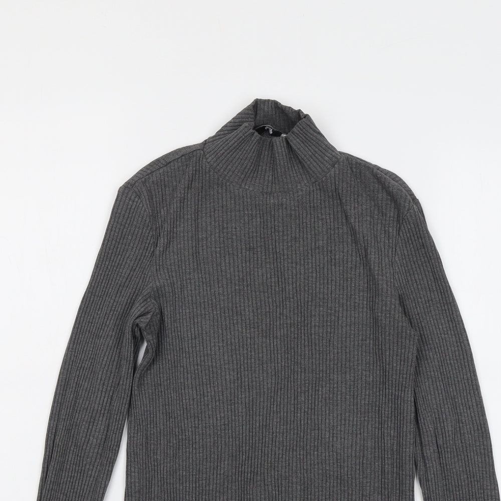 Mango Womens Grey High Neck Acrylic Pullover Jumper Size M