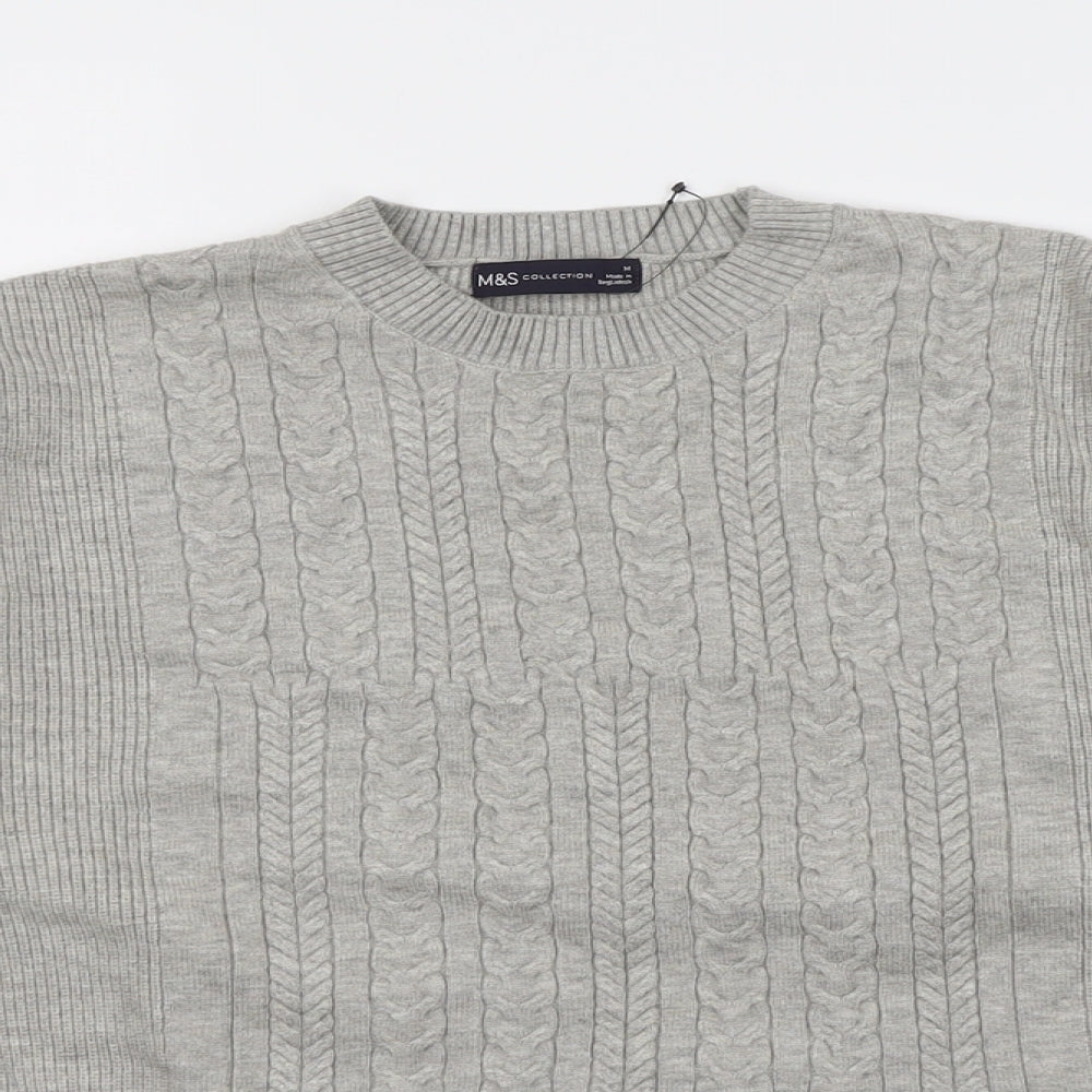 Marks and Spencer Womens Grey Round Neck Viscose Pullover Jumper Size M