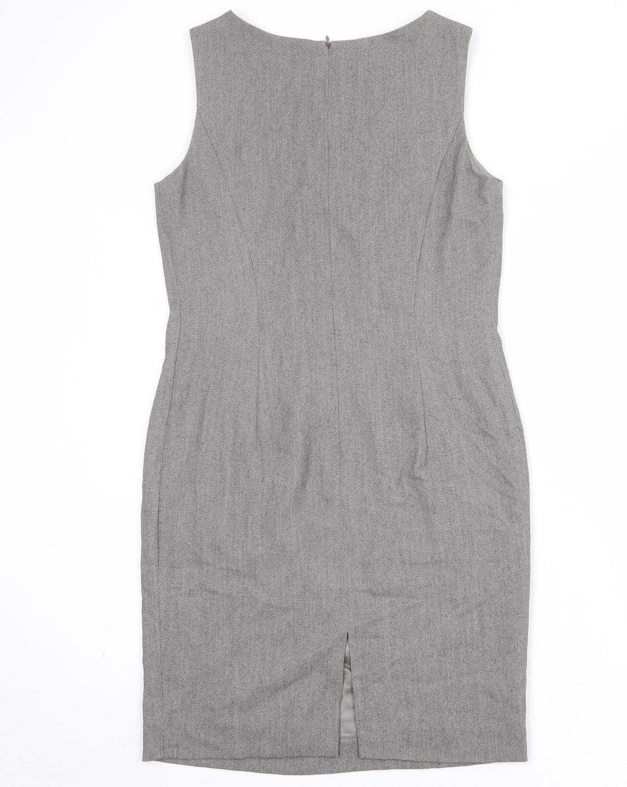 Precis Womens Grey Acetate Shift Size 12 Round Neck Zip