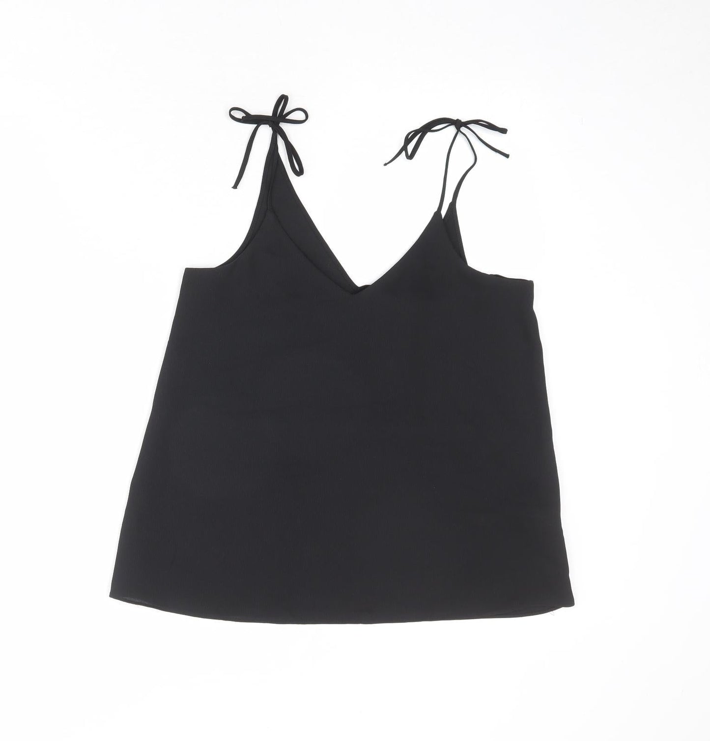 River Island Womens Black Polyester Camisole Tank Size 8 V-Neck - Tie Strap Detail