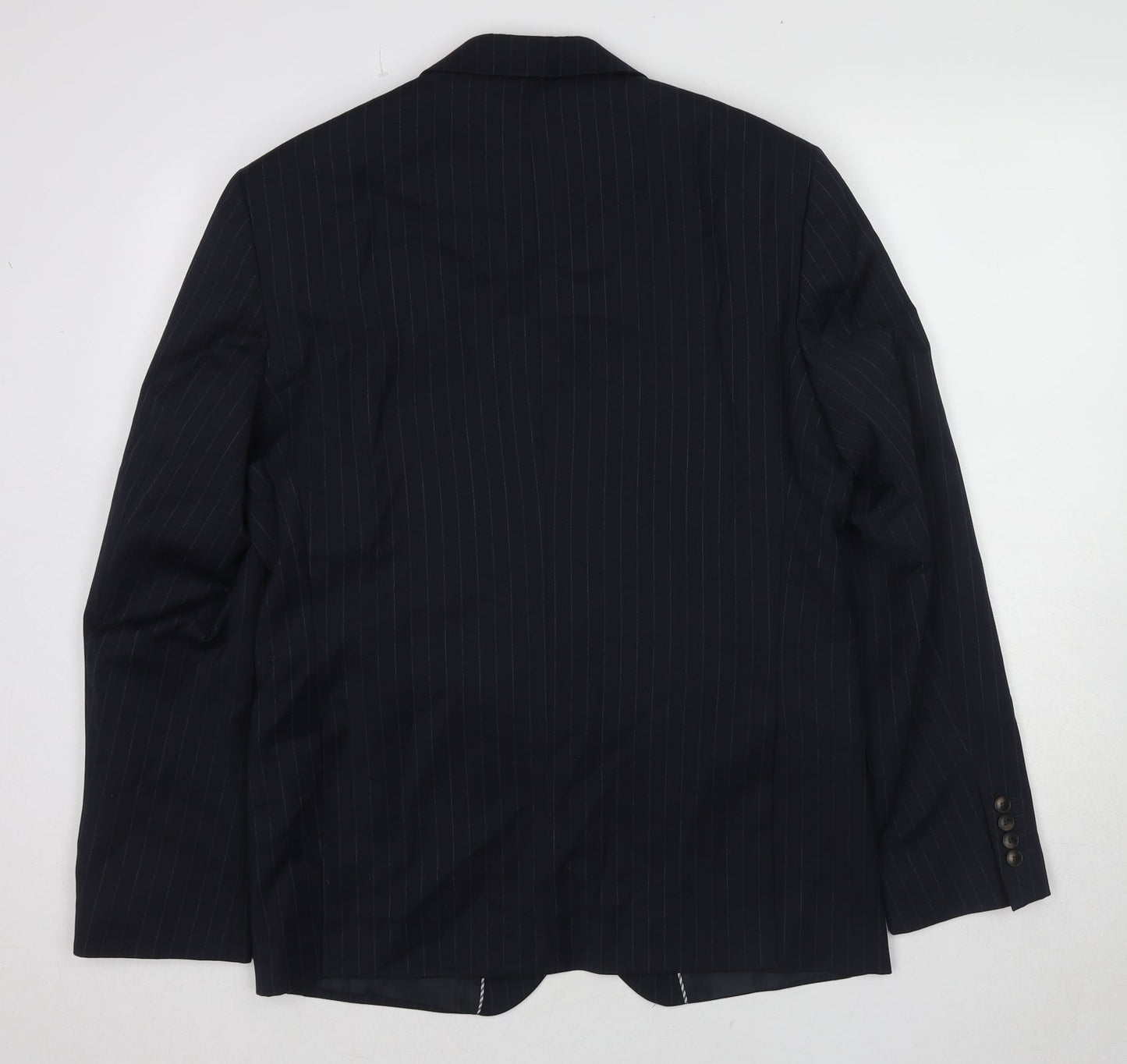 Marks and Spencer Mens Blue Striped Wool Jacket Suit Jacket Size 42 Regular